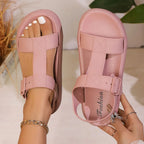 T-Strap Buckle Platform Sandals