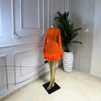Ruffle Hem Mesh Mini Dress