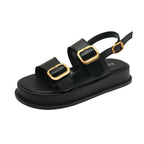 Double Buckle Platform Slingback Sandals