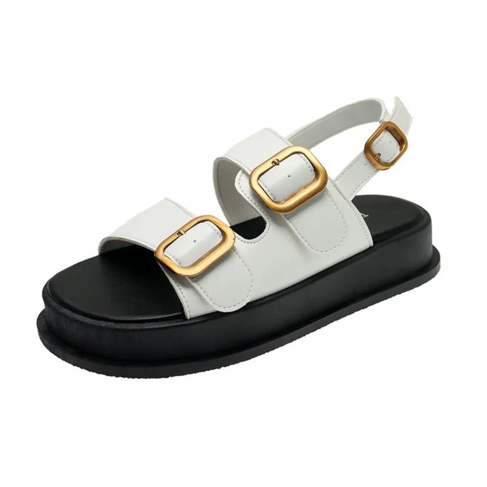 Double Buckle Platform Slingback Sandals