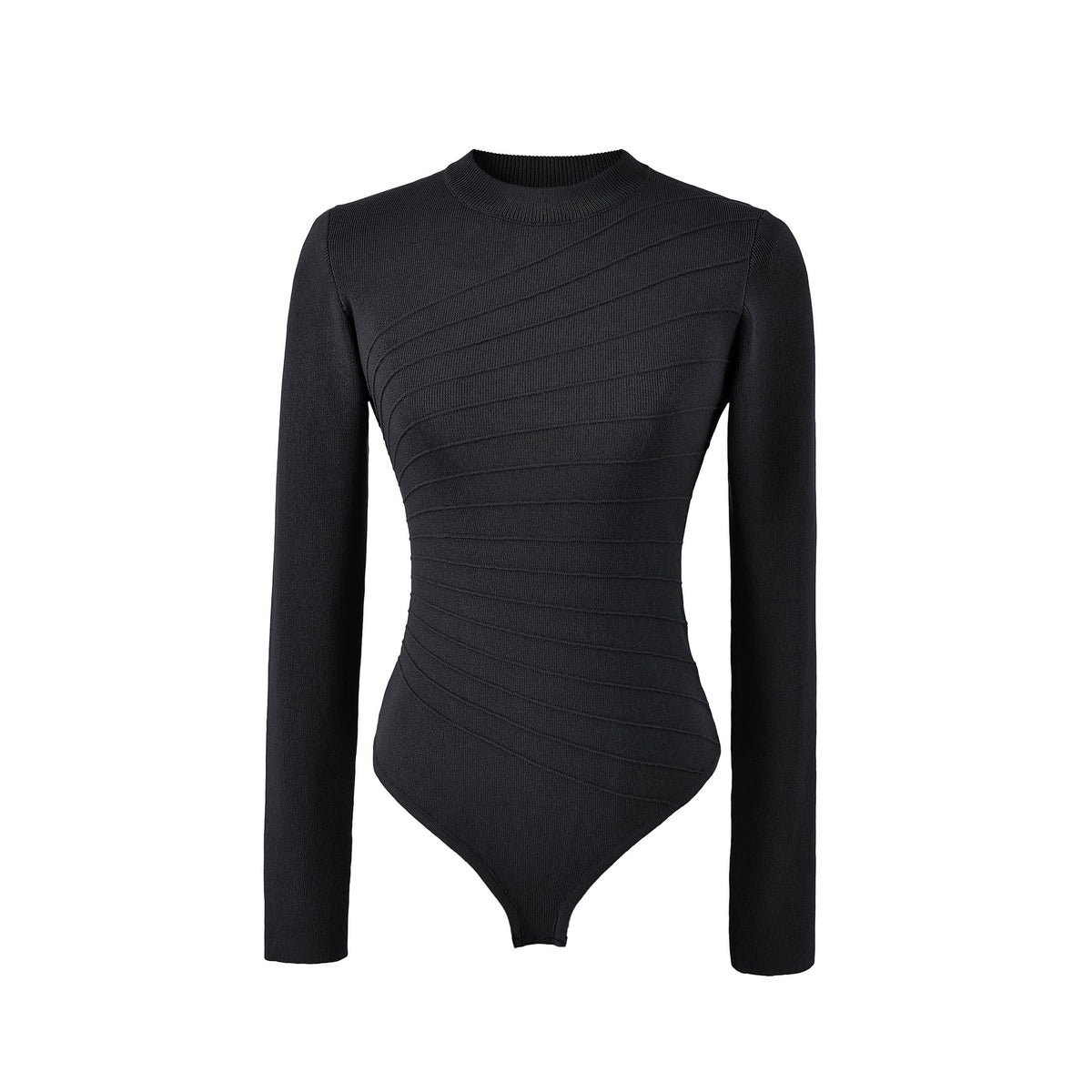 Diagonal Rib Mock Neck Bodysuit