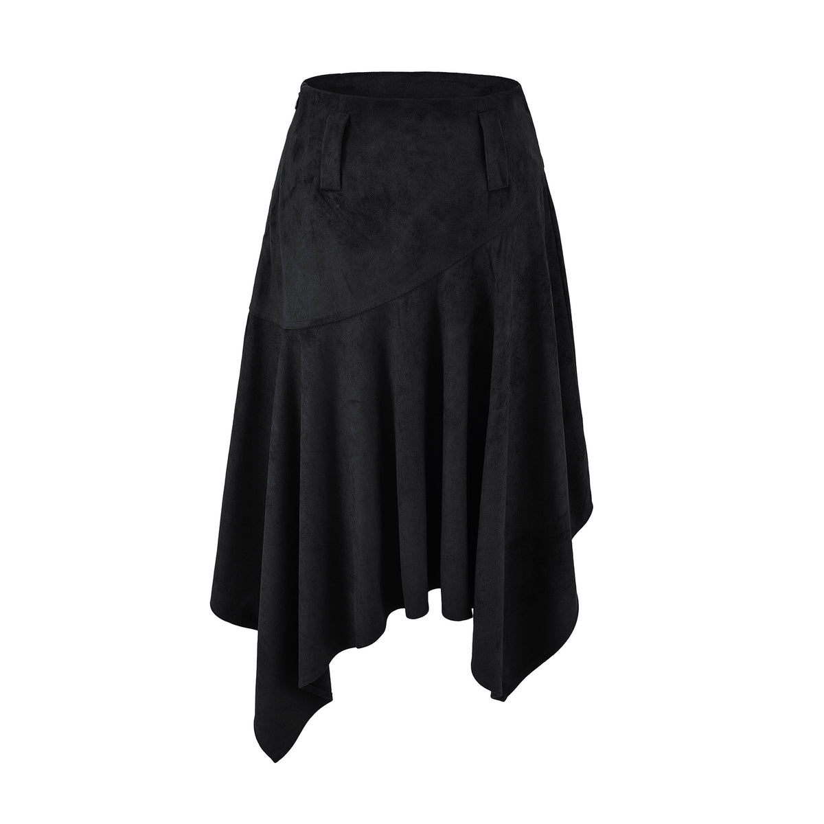 Asymmetric Faux Suede Midi Skirt