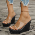 Clear Strap Platform Wedge Slides