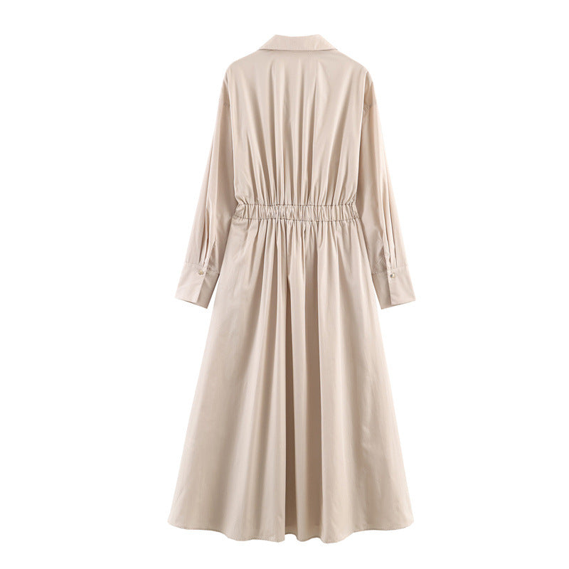 Belted Collared Midi Shirt Dress