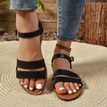 Double Band Buckle Flat Sandals