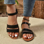 Double Band Buckle Flat Sandals