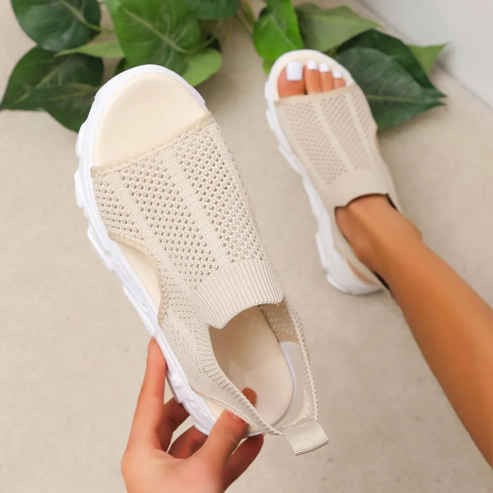 Mesh Knit Chunky Sole Sandals