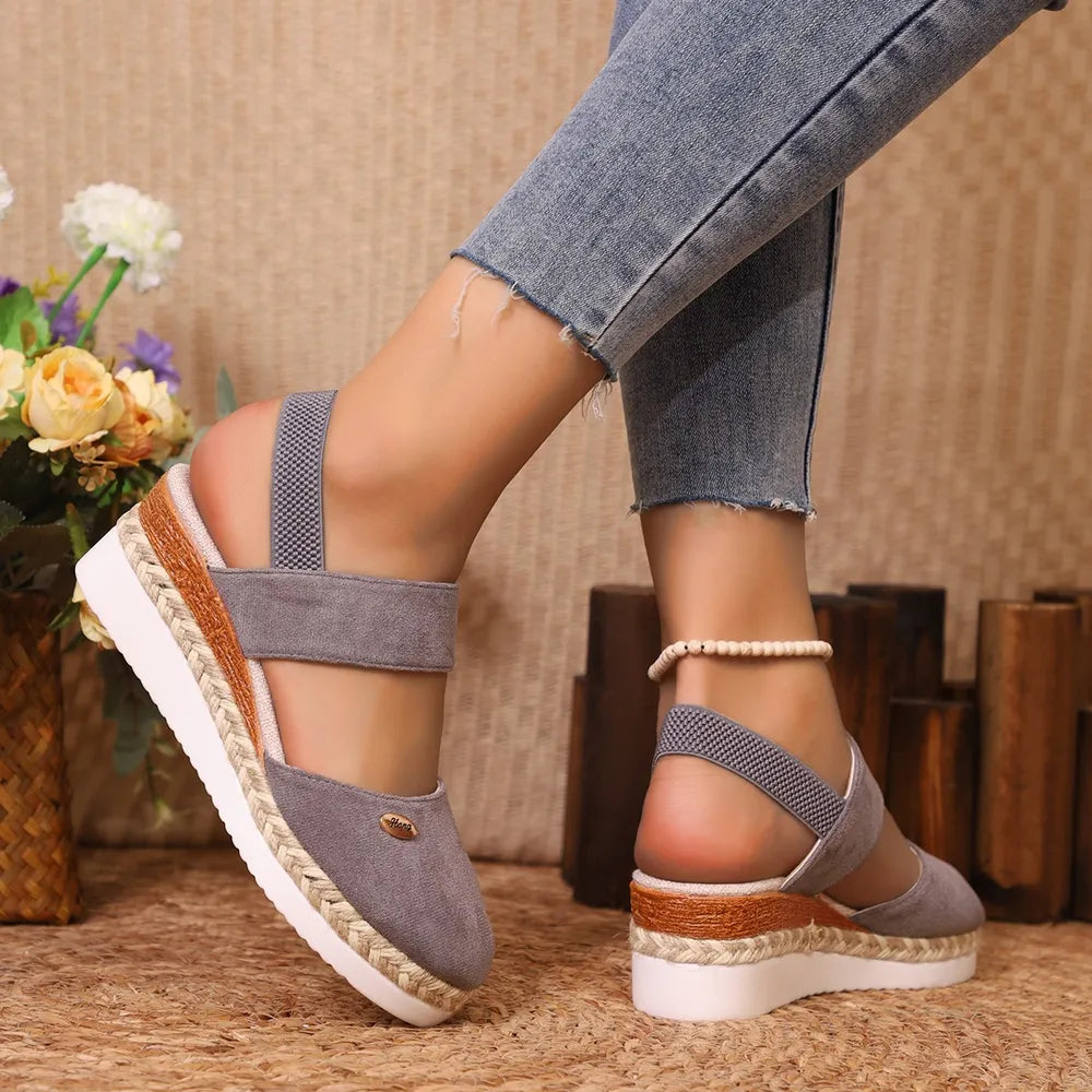 Closed Toe Slingback Espadrille Wedges