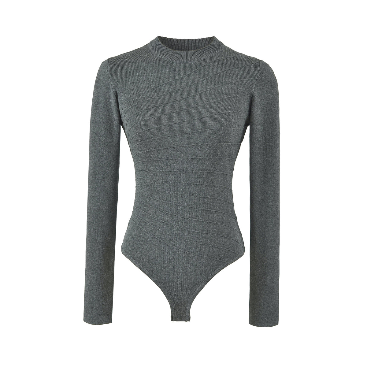 Diagonal Rib Mock Neck Bodysuit