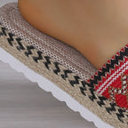 Embroidered Band Espadrille Platform Slides