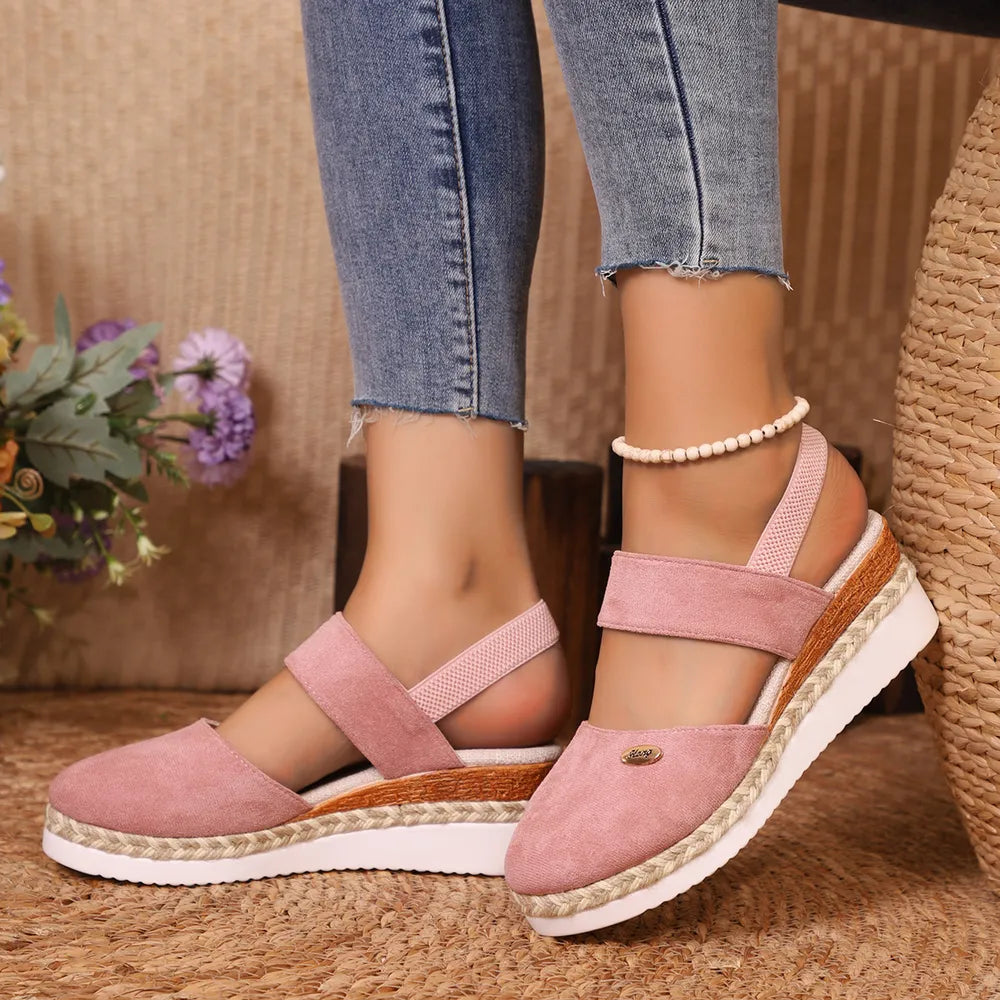 Closed Toe Slingback Espadrille Wedges