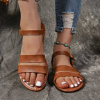 Double Band Buckle Flat Sandals