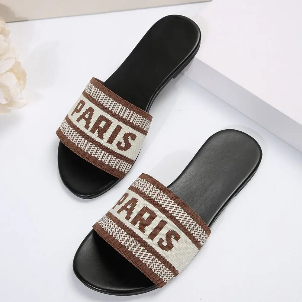 Paris Knit Band Flat Slides