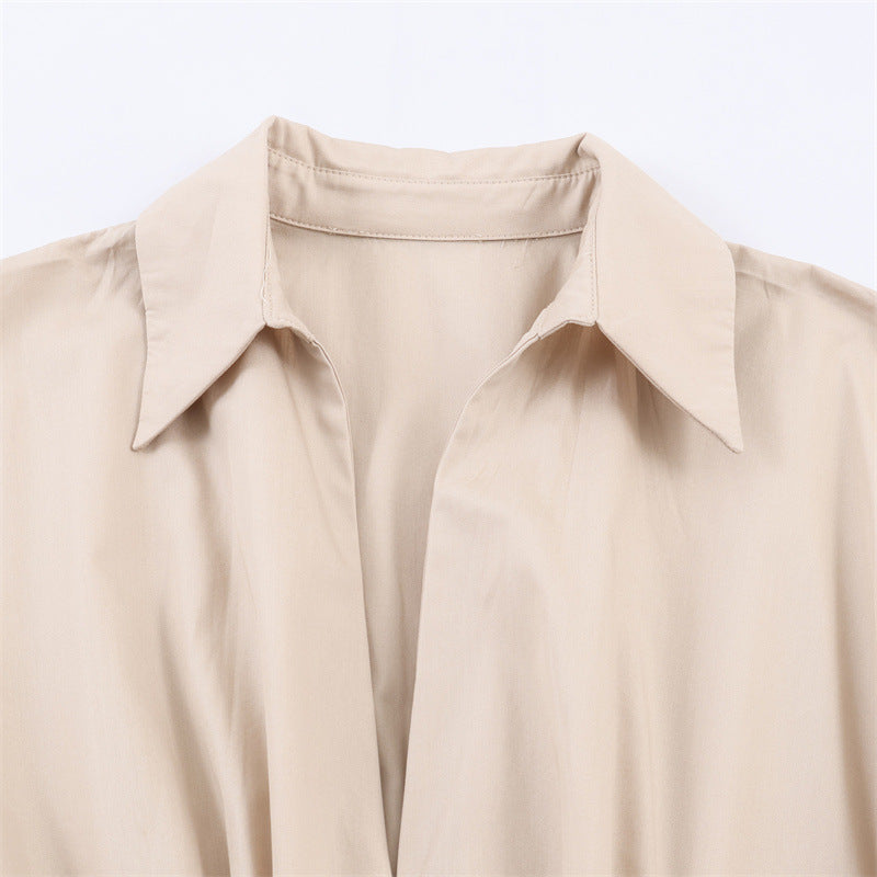 Belted Collared Midi Shirt Dress