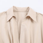 Belted Collared Midi Shirt Dress