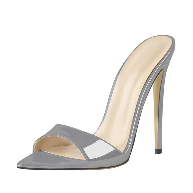 Pointed Peep Toe Stiletto Mules