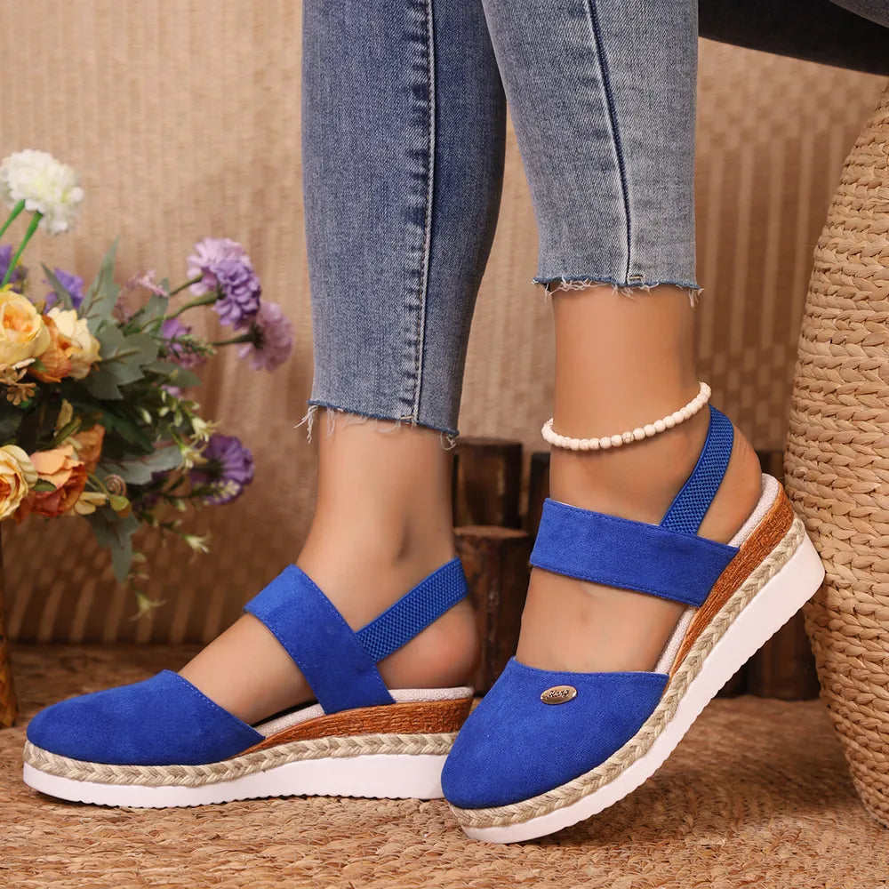 Closed Toe Slingback Espadrille Wedges