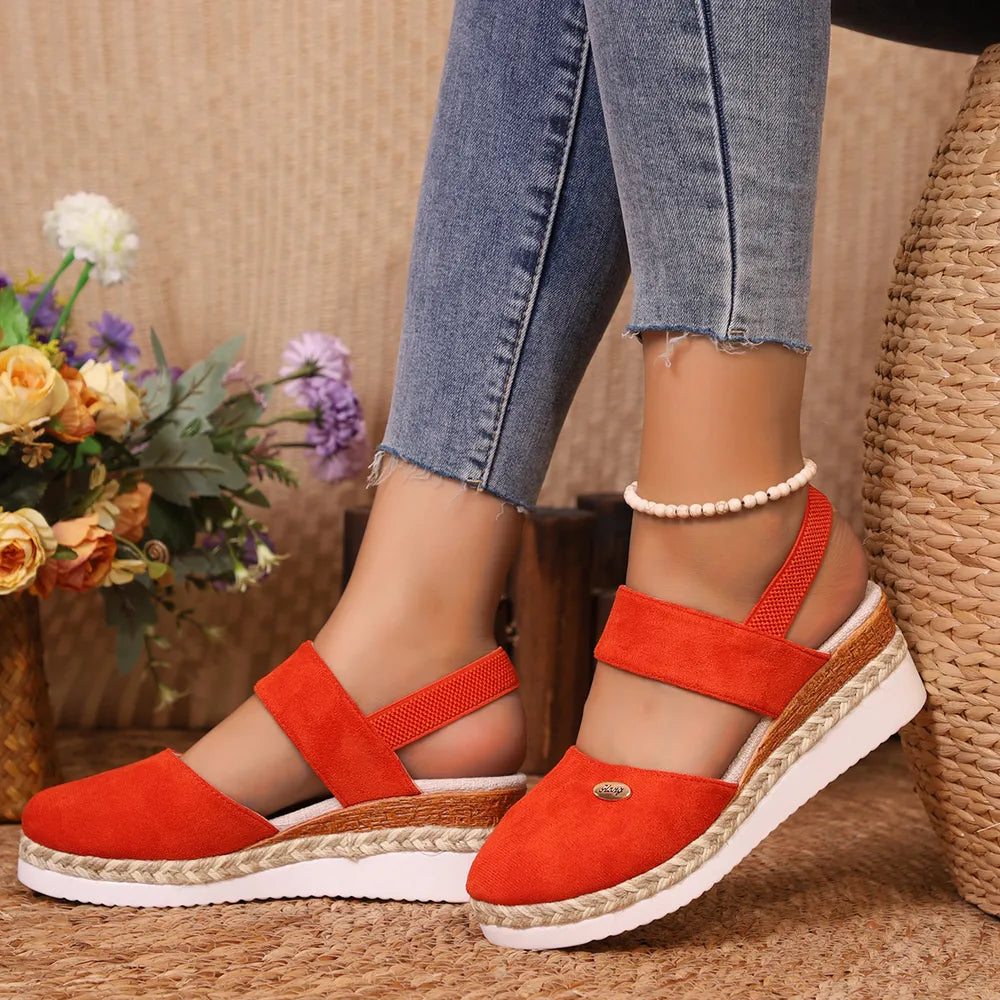 Closed Toe Slingback Espadrille Wedges