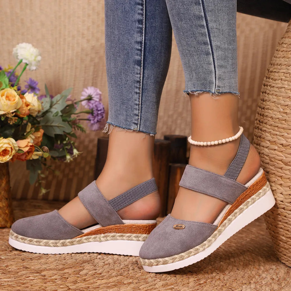 Closed Toe Slingback Espadrille Wedges