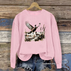 Pheasant Print Crewneck Fleece Sweatshirt