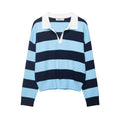 Striped Polo Collar Knit Sweater
