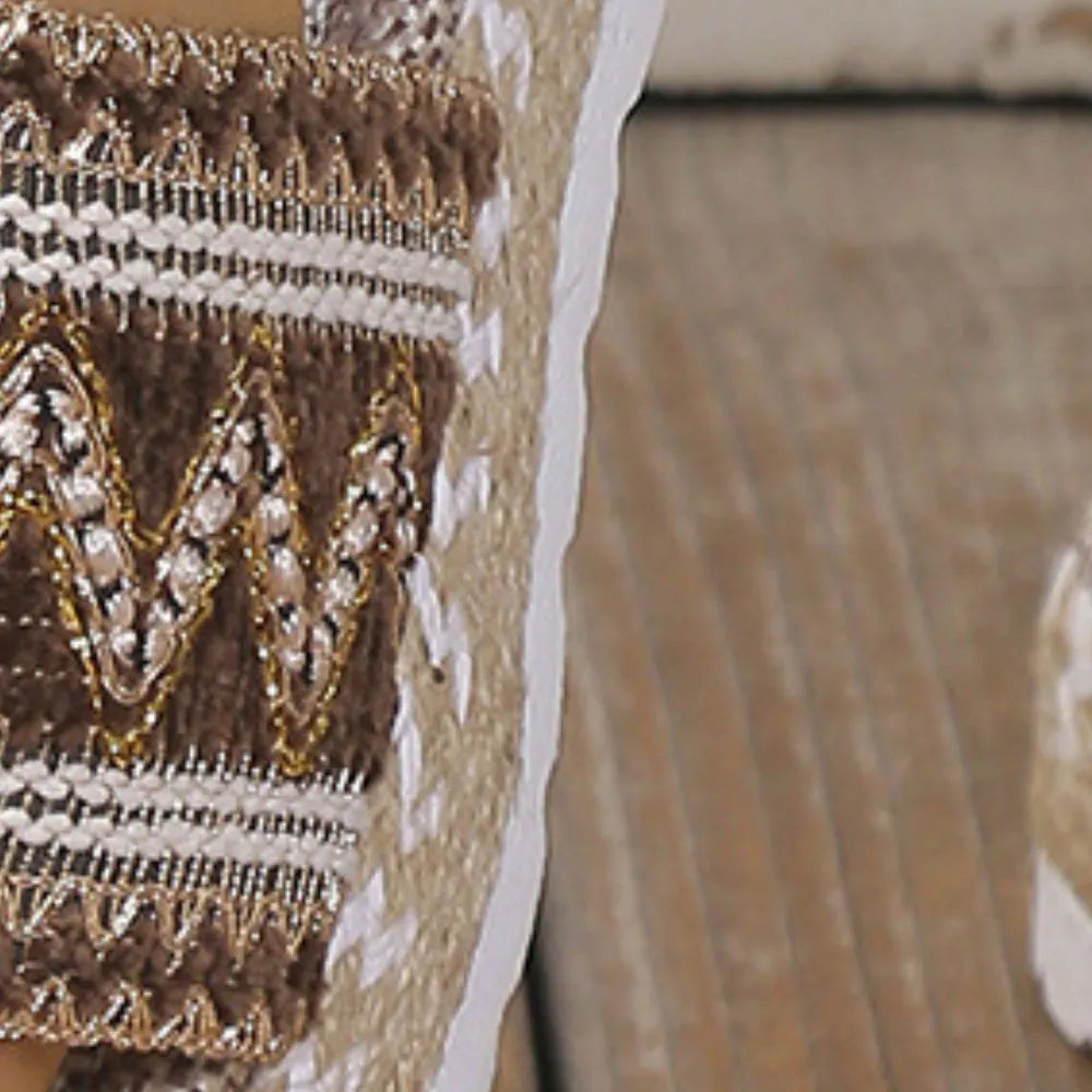 Embroidered Band Espadrille Platform Slides