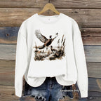 Pheasant Print Crewneck Fleece Sweatshirt