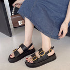 Double Buckle Platform Slingback Sandals