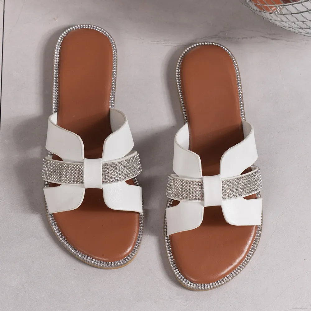 Rhinestone H-Band Flat Slides