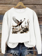 Pheasant Print Crewneck Fleece Sweatshirt