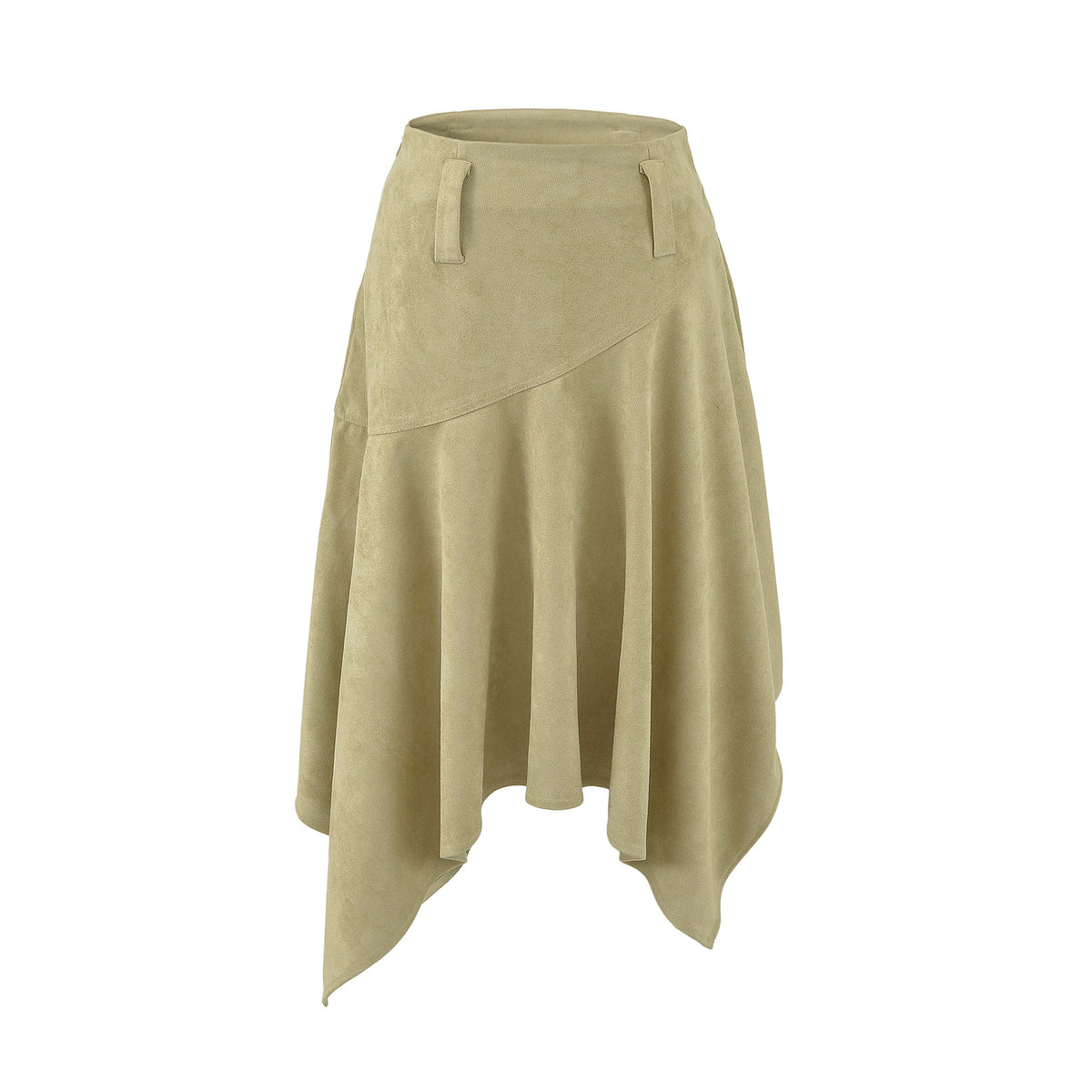 Asymmetric Faux Suede Midi Skirt