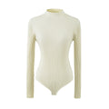 Textured Rib Mock Neck Bodysuit in off-white, shown flat