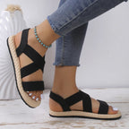Crisscross Stretch Strap Flat Sandals