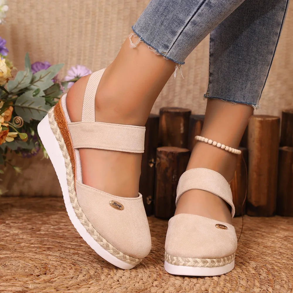 Closed Toe Slingback Espadrille Wedges