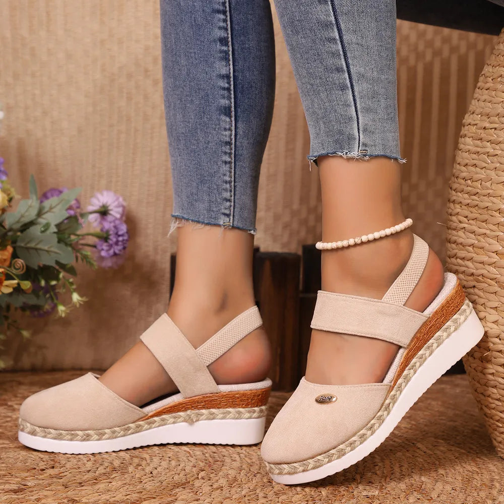 Closed Toe Slingback Espadrille Wedges