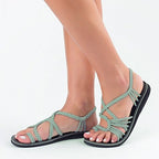 Braided Cord Strappy Flat Sandals