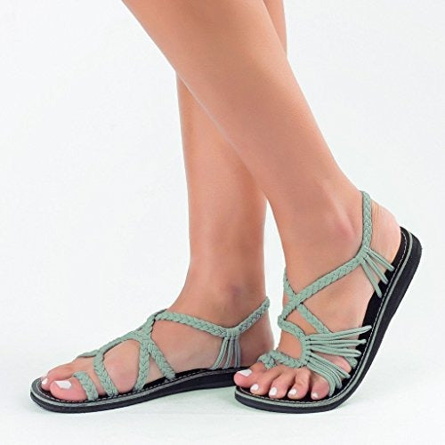 Braided Cord Strappy Flat Sandals